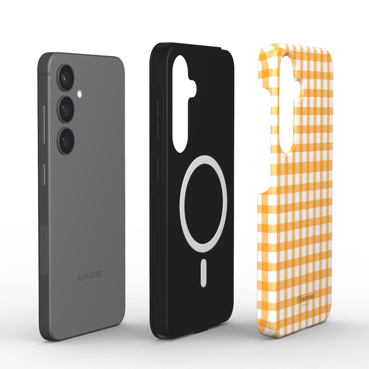 Orange Gingham Magnetic Tough Phone Case
