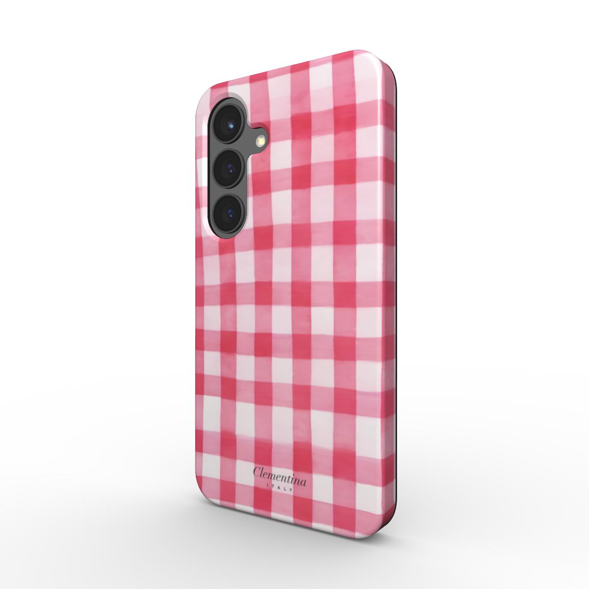 Pink Gingham Magnetic Tough Phone Case