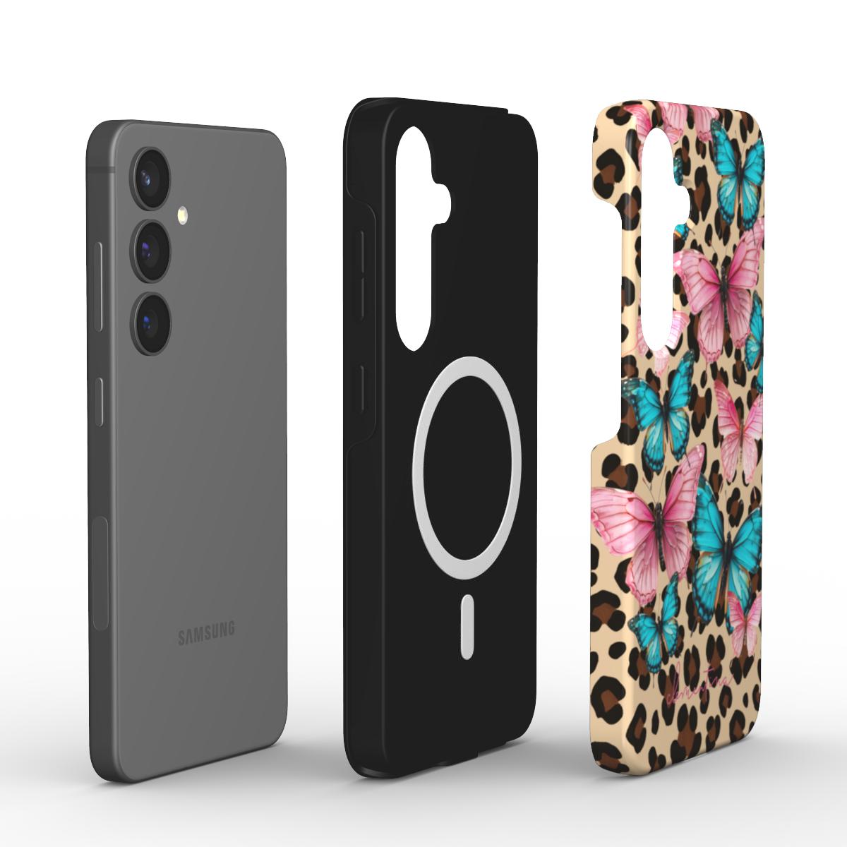 Leopard & Butterflies Magnetic Tough Phone Case