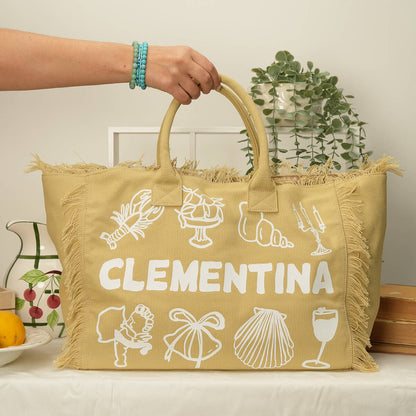 Clementina Cotton Canvas beach bag