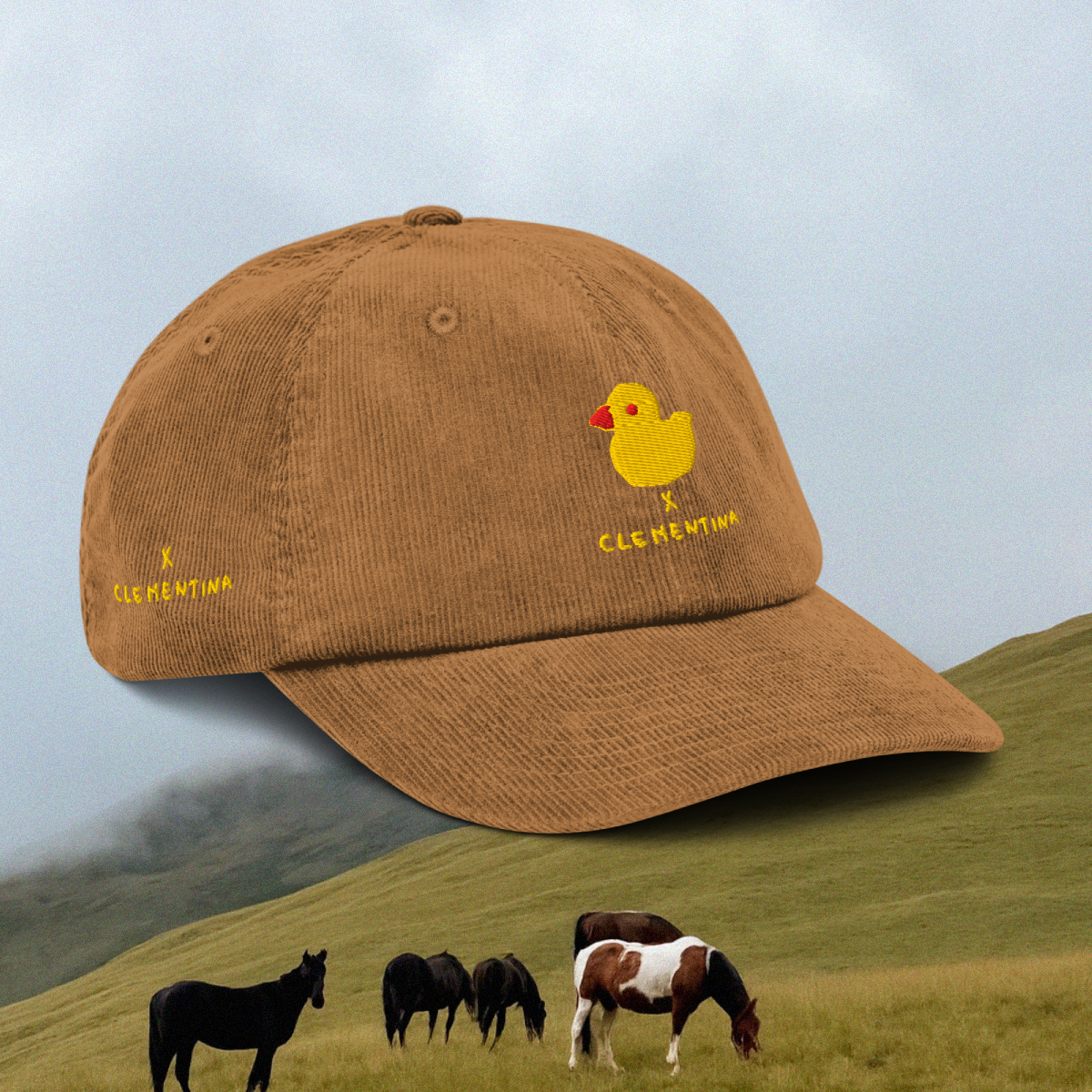 Duck Embroidered Corduroy unisex hat