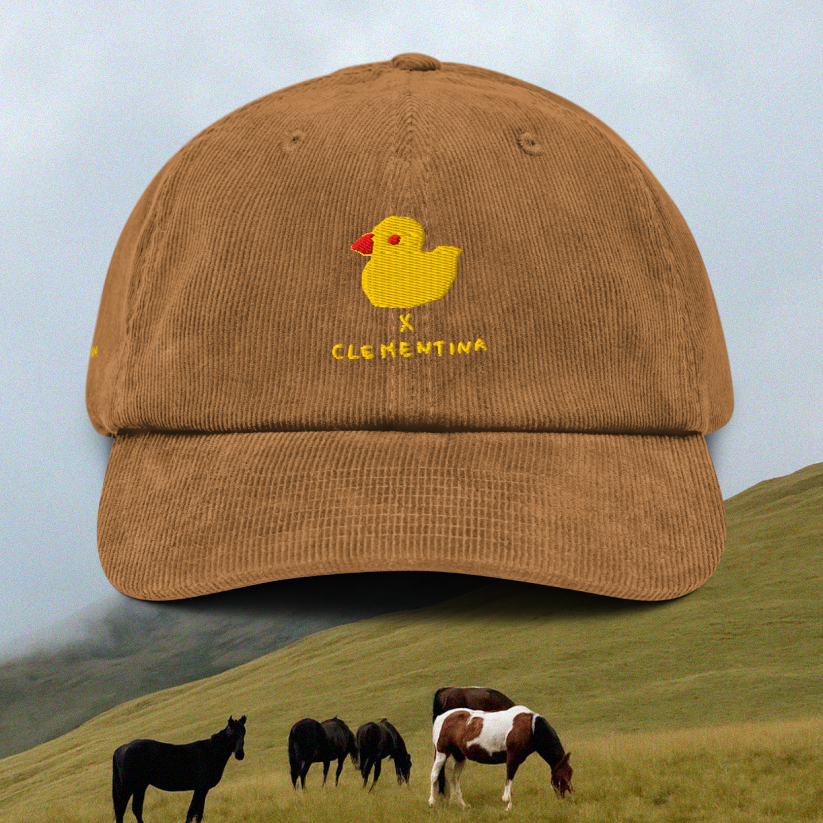 Duck Embroidered Corduroy unisex hat