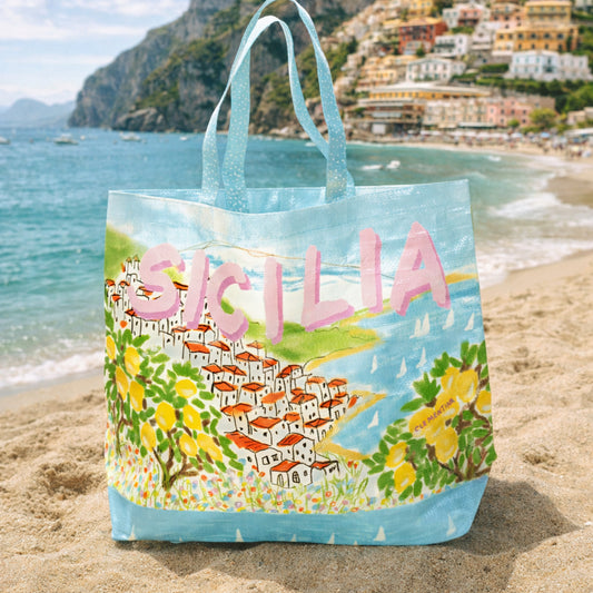 Sicilia recycled plastic beach bag