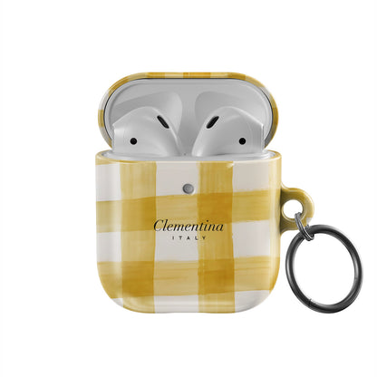 Yellow Gingham Apple AirPods 1 / 2 Case