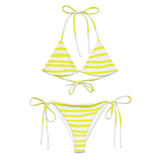 Yellow Stripe Two-Piece Bikini Set