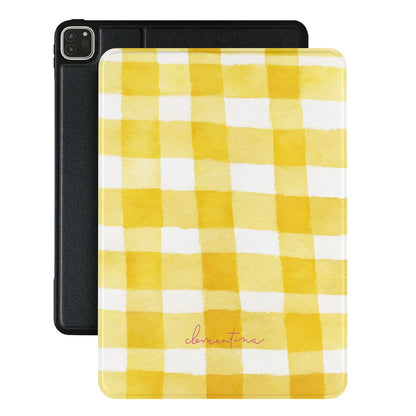 Yellow Gingham Apple iPad Case