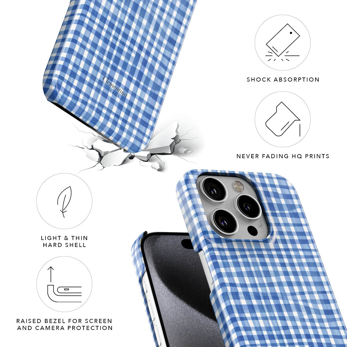 Blue Gingham Snap Case