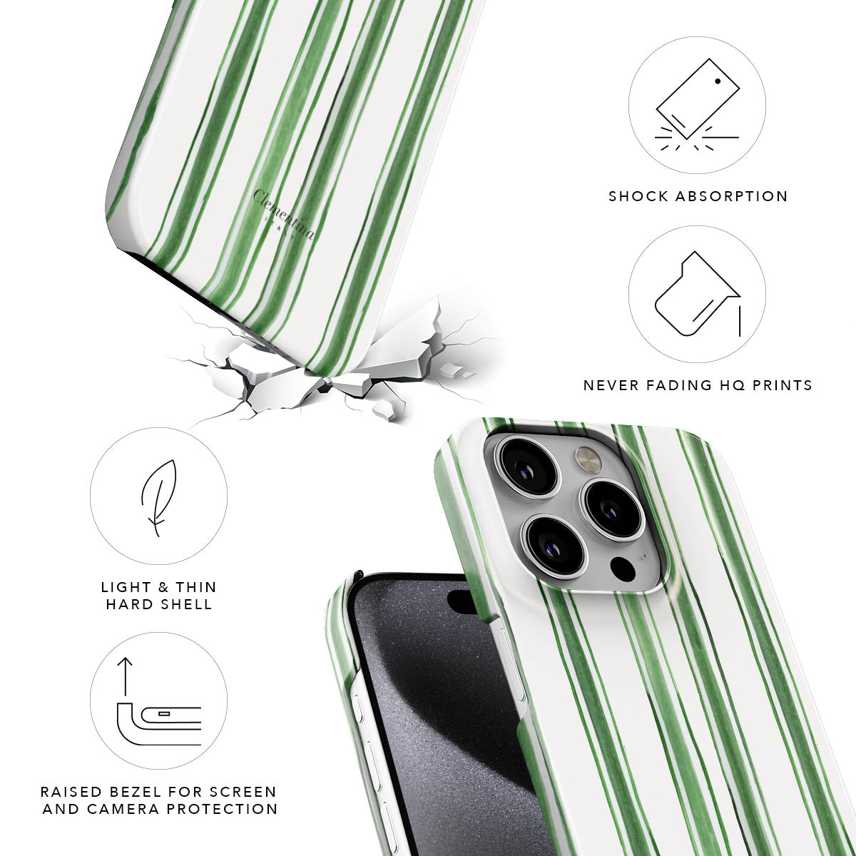 Green Stripes Snap Case