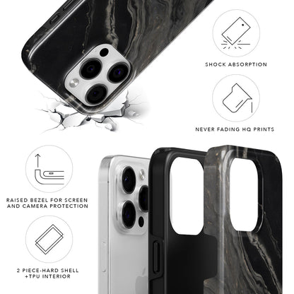 Black Marble Magnetic Tough Phone Case