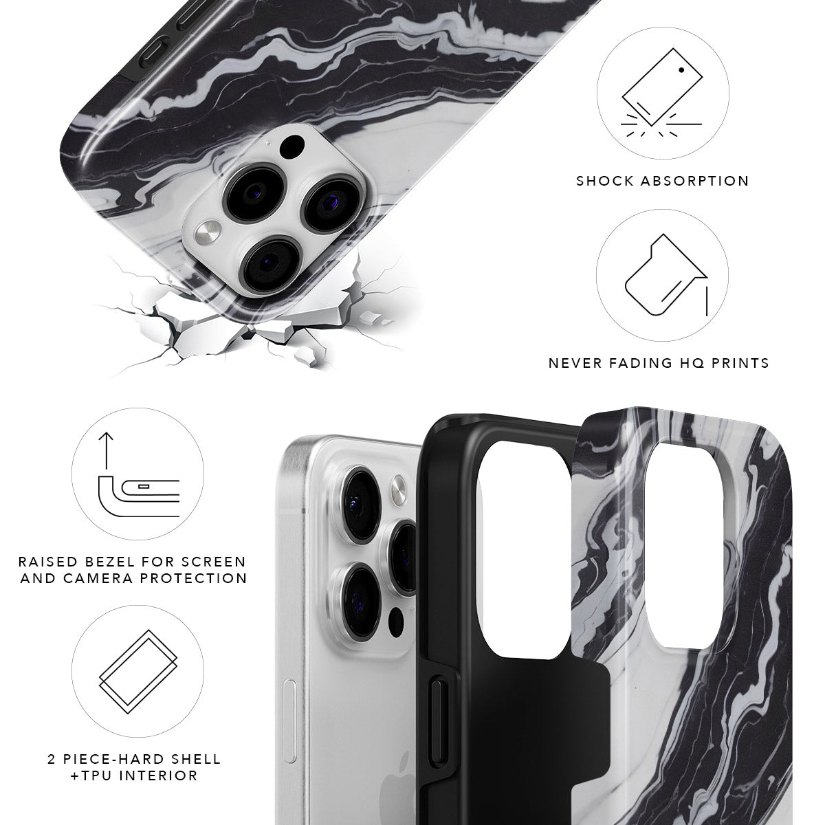 Black & White Magnetic Tough Phone Case