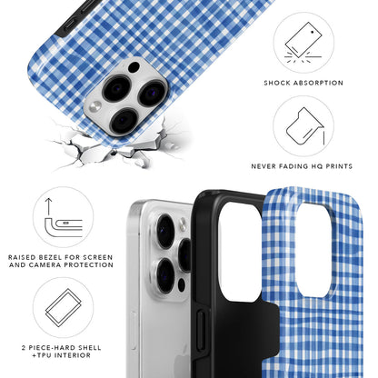 Blue Gingham Magnetic Tough Phone Case