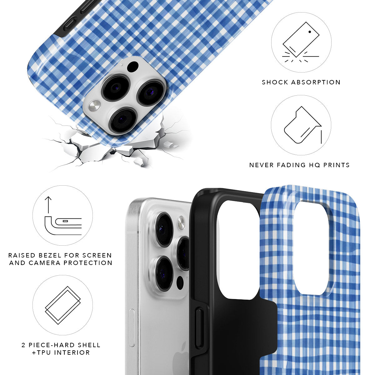 Blue Gingham Tough Case