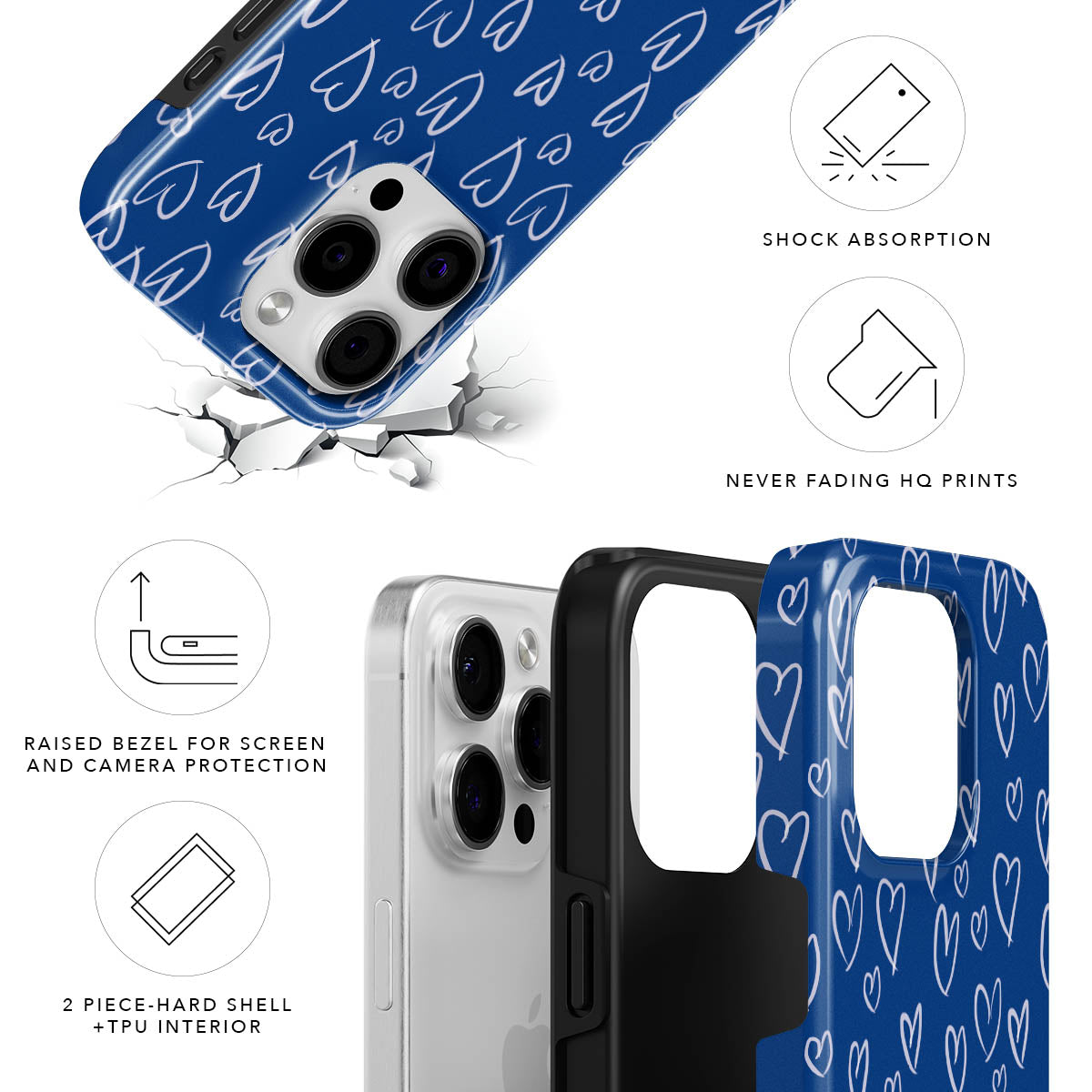 Blue Hearts Magnetic Tough Phone Case
