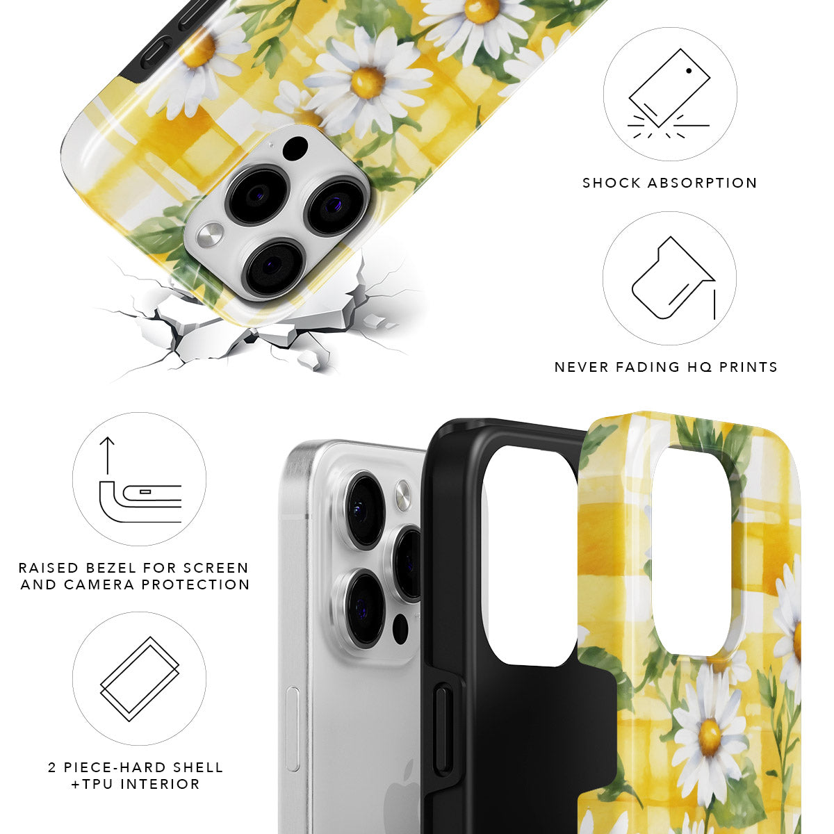 Gingham and Daisy Magnetic Tough Phone Case