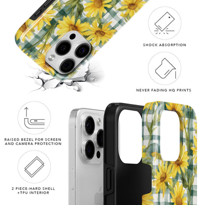 Gingham and Flowers Magnetic Tough Phone Case