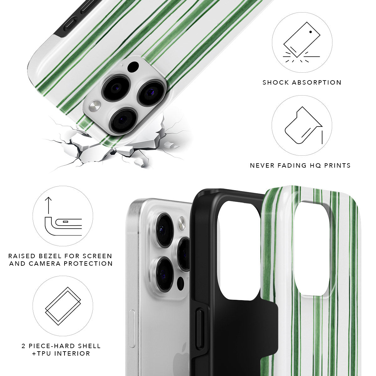 Green Stripes Tough Case