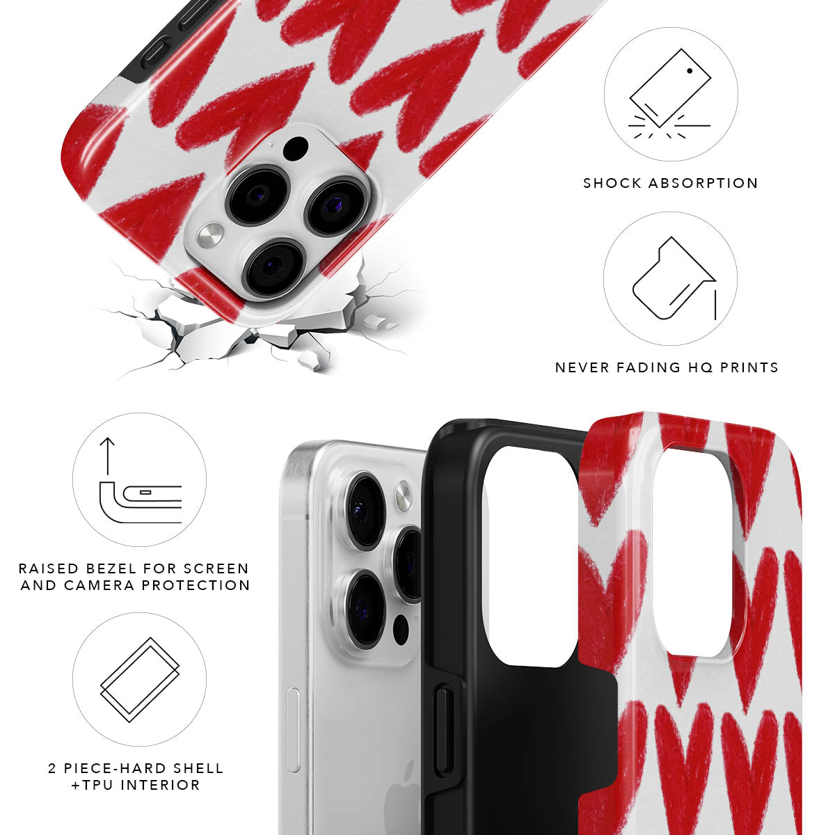 Hearts Magnetic Tough Phone Case