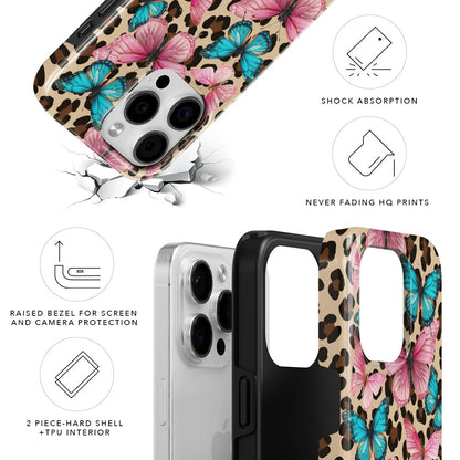 Leopard & Butterflies Magnetic Tough Phone Case