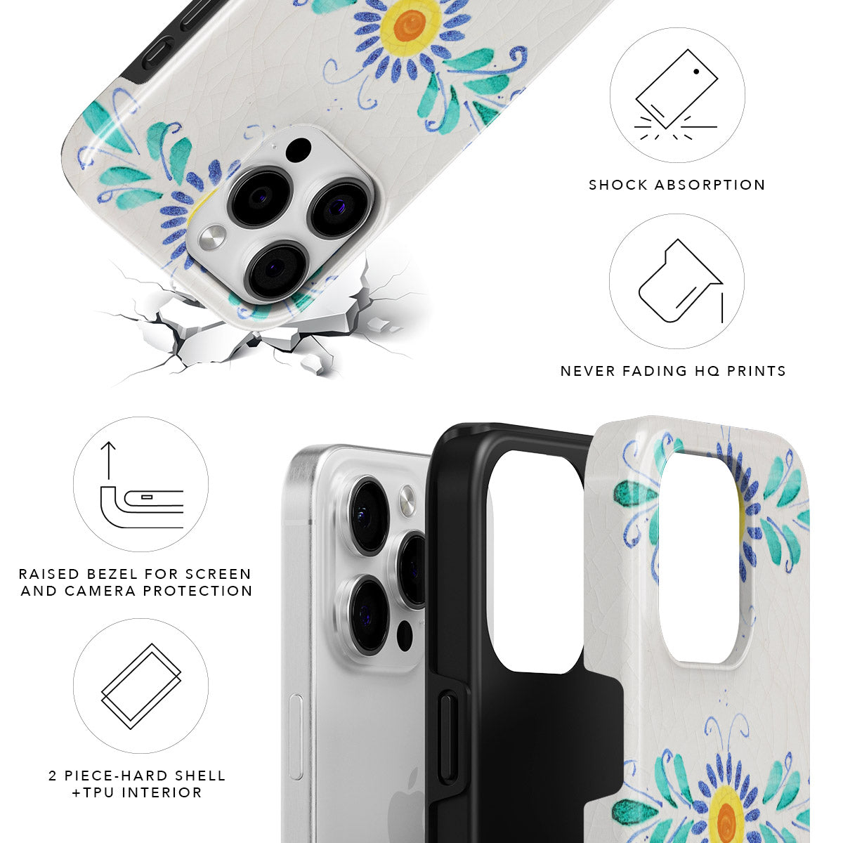 Majolica Flower Magnetic Tough Phone Case