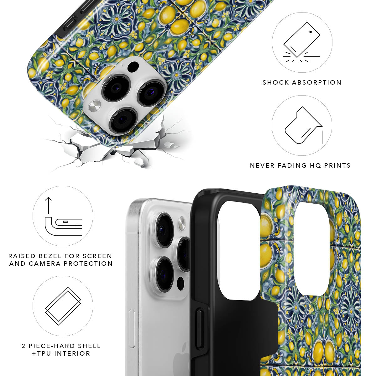 Piastrella Limone Magnetic Tough Phone Case
