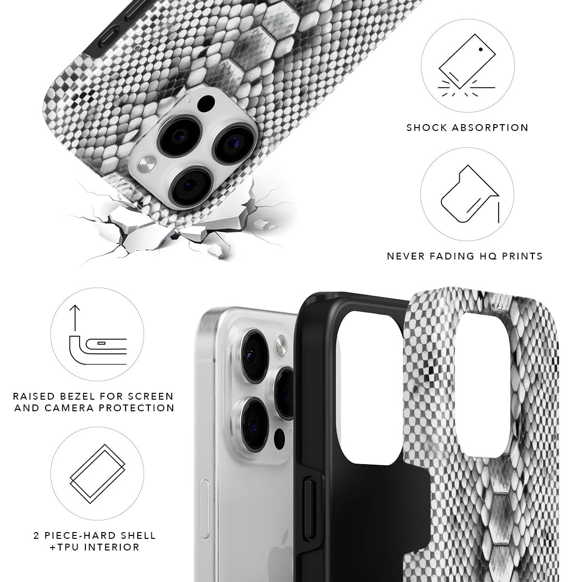 Snakeskin Magnetic Tough Phone Case