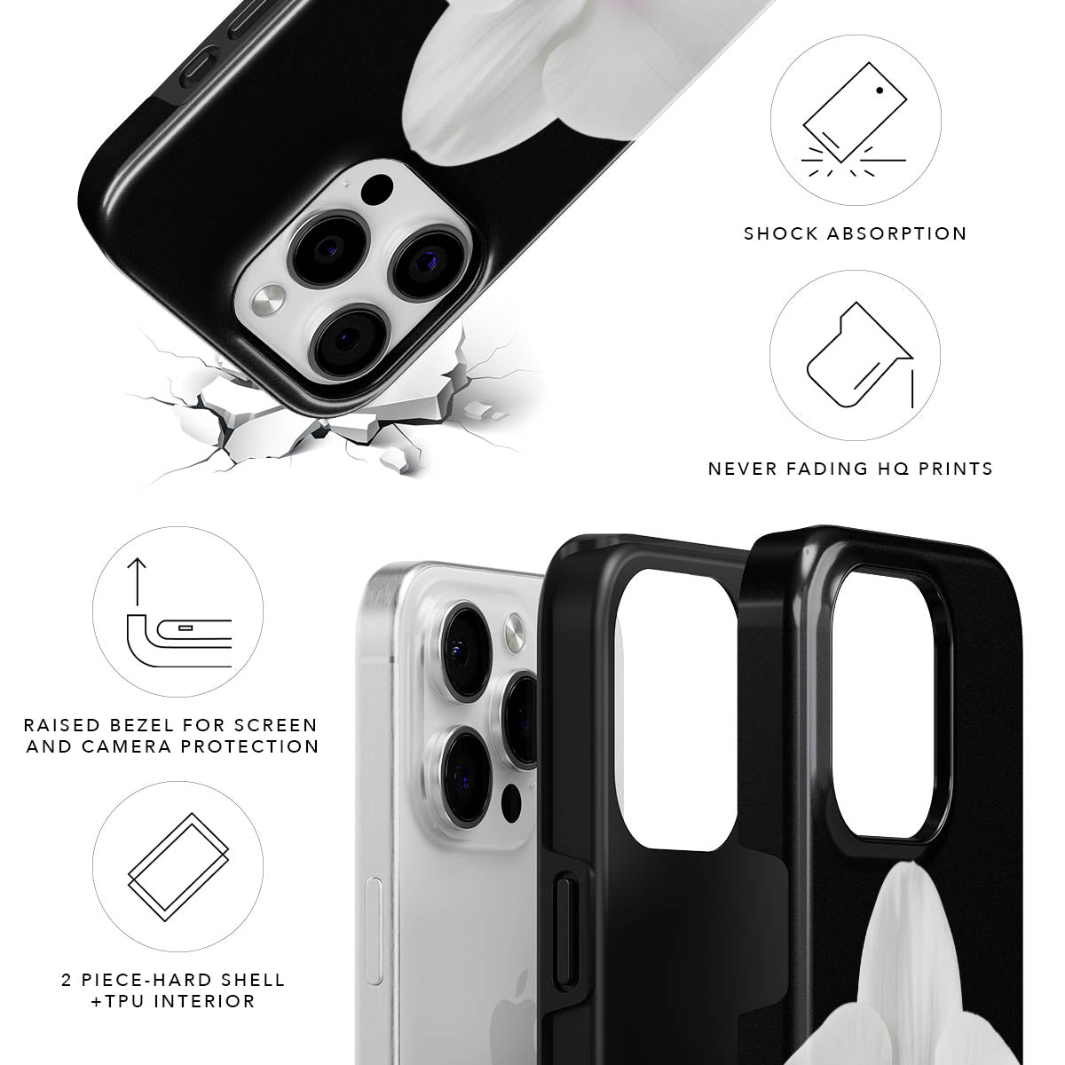 White Orchid Magnetic Tough Phone Case