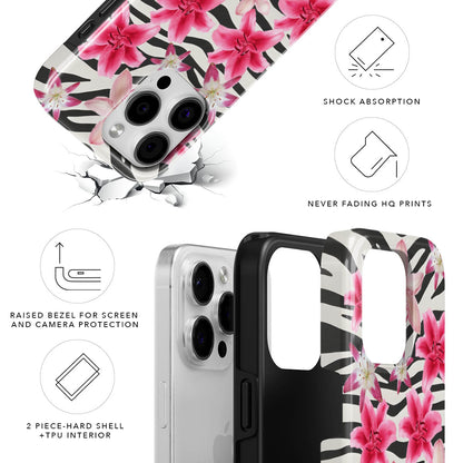 Zebra and Floral Magnetic Tough Phone Case