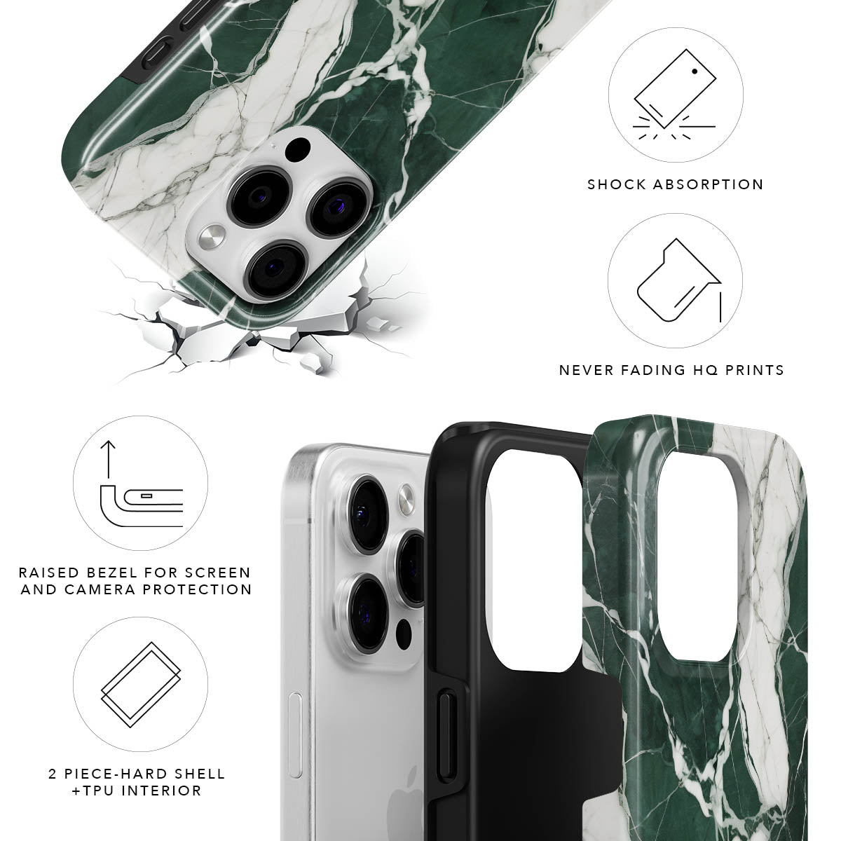 Green Marble Magnetic Tough Phone Case
