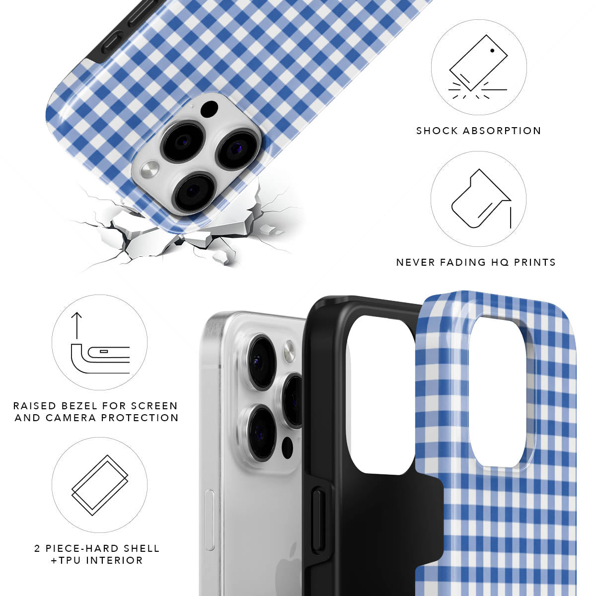 Blue Gingham Tough MagSafe Case