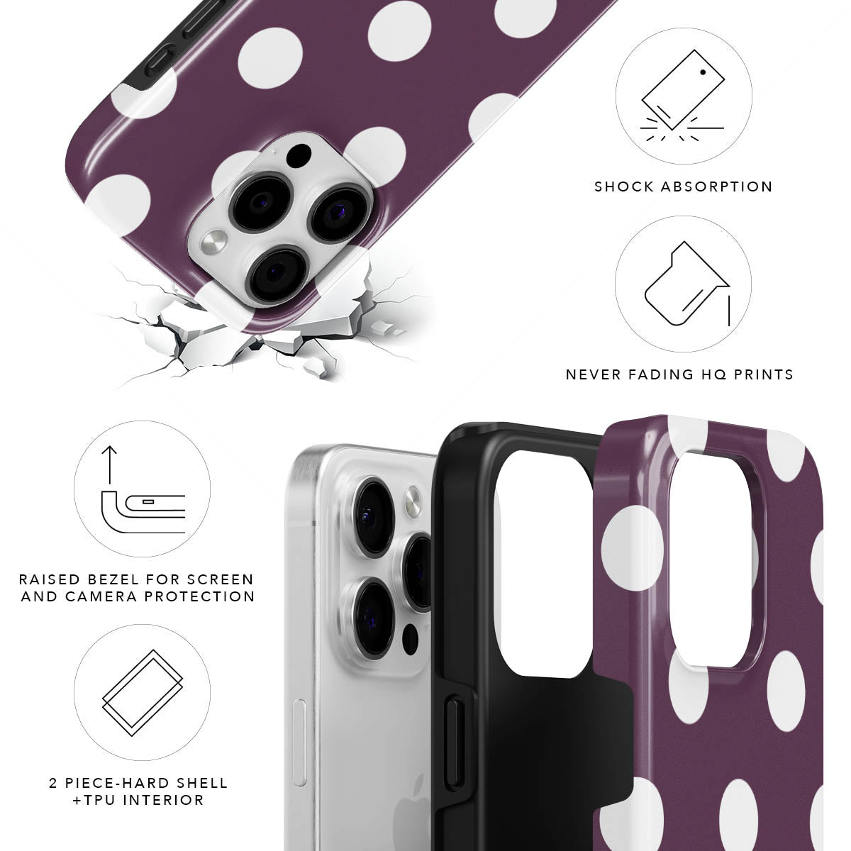 Burgundy Dots Tough Case