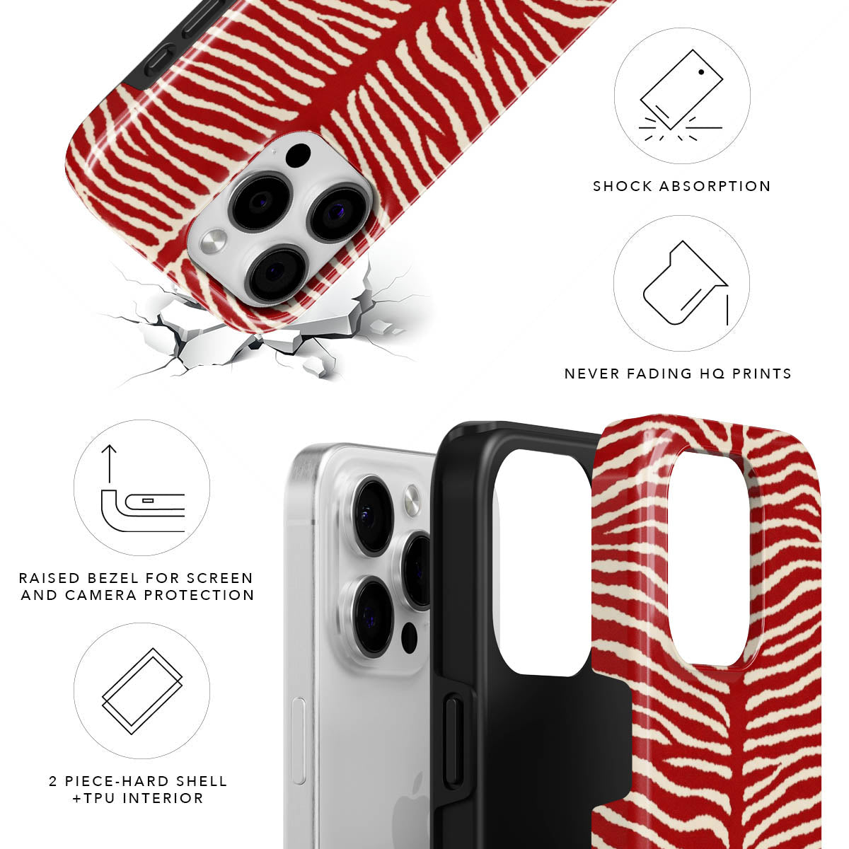 Burgundy Zebra Tough MagSafe Case