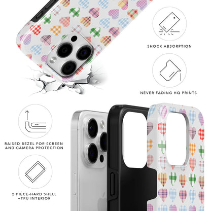 Checked Hearts Magnetic Tough Phone Case