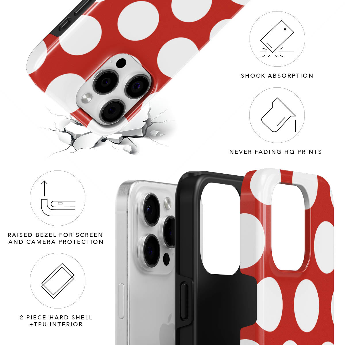 White Polka Dots Tough MagSafe Case