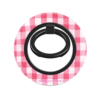 Pink Gingham Ring Holder