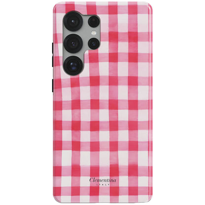 Pink Gingham Magnetic Tough Phone Case